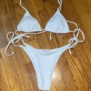 White Ribbed Bikini Set